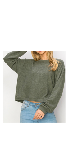 Comfy top with long sleeves in h. evergreen cozy brushed Jersey