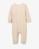 Rainy Day Horseshoe Cable Knit Baby Jumpsuit Cotton sweater knit baby one piece 6-9 months