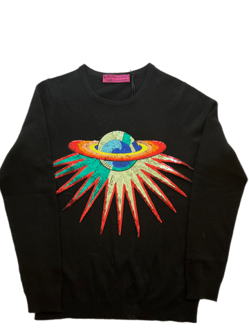 Our patches are now available on our classic crew neck cashmere sweater *available in Black, H. Grey, H. Orchid, Fuchsia, H. Lagoon, Terra cotta and Navy