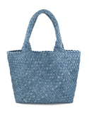 Braided tote with detachable mini bag inside *available in denim, brown, citrus, navy, taupe, pink, red, black, orange and kelly green!