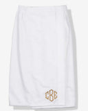 Monogrammed waffle weave spa towel wrap on