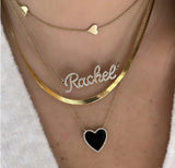 14K yellow gold black onyx heart necklace with diamonds