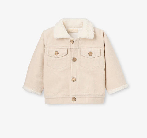 Baby Corduroy Jacket with Sherpa collar in wheat, 6-9 months