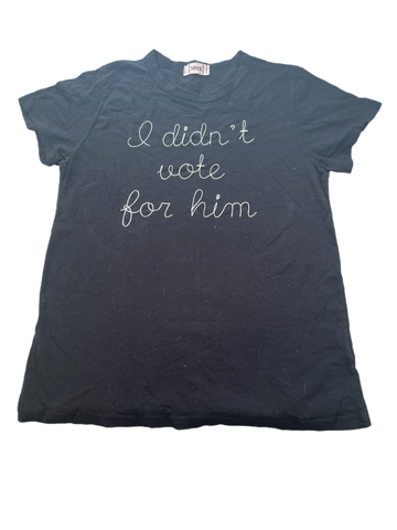 Black I didn’t vote for him Embroidered Cotton Garment Dyed Slub Tee