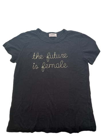 Black The Future is Female Embroidered Cotton Garment Dyed Slub Tee