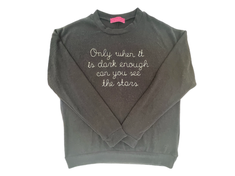 Only when it is dark enough, can you see the stars MLK quote in stock- New Longer Style Cozy black pullover sweatshirt