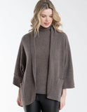 Cashmere Cashmere Maggie Elliptical Cardi- An instant classic! Available in heather mushroom, black and charcoal