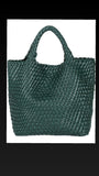 Braided tote with detachable mini bag inside *available in denim, brown, citrus, navy, taupe, pink, red, black, orange and kelly green!