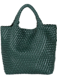 Braided tote with detachable mini bag inside *available in denim, brown, citrus, navy, taupe, pink, red, black, orange and kelly green!