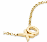 XO  necklace in 14K yellow gold