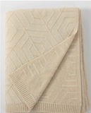 French Deco style sweater knit 100% cashmere throw blanket available in sea salt/ ash and in dune/snow *can be monogrammed