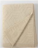 French Deco style sweater knit 100% cashmere throw blanket available in sea salt/ ash and in dune/snow *can be monogrammed