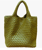 Braided tote with detachable mini bag inside *available in denim, brown, citrus, navy, taupe, pink, red, black, orange and kelly green!