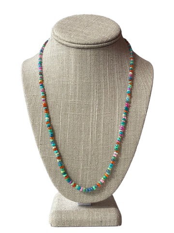 opal gemstone necklace hand knotted with silk 14K yellow gold clasp*multi but blue and green dominant