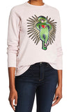 Blue Lucky monkey embroidered organic unisex sweatshirt PLUS