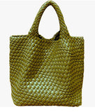 Braided tote with detachable mini bag inside *available in denim, brown, citrus, navy, taupe, pink, red, black, orange and kelly green!