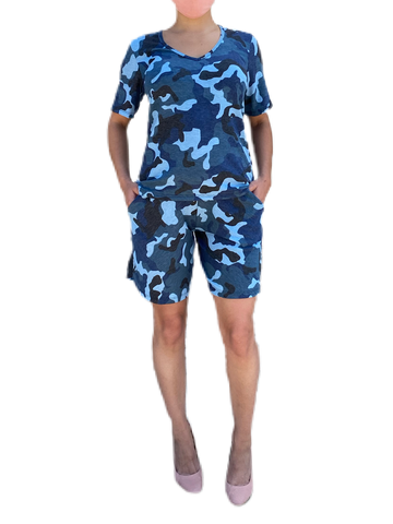 Camouflage print easy shorts in ink