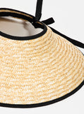Ribbon trim trim Visor style hat *available in natural/black or natural/natural