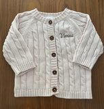 Baby cable knit light pink cardigan *monogram available