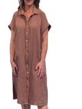 Shirt dress Cotton Double Gauze Shirt Dress in clay *monogram available