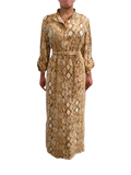 Snake print in our Luxurious Soft Brushed Luxe Jersey Belted Pope Collar Shirt Dress