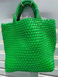 Braided tote with detachable mini bag inside *available in denim, brown, citrus, navy, taupe, pink, red, black, orange and kelly green!