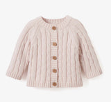 Baby cable knit light pink cardigan *monogram available