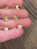 Diamond pave pyramid Gold Post stud Earrings
