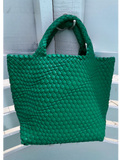 Braided tote with detachable mini bag inside *available in denim, brown, citrus, navy, taupe, pink, red, black, orange and kelly green!