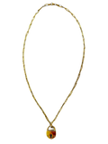 14K yellow gold paperclip necklace with lock charm