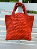 Braided tote with detachable mini bag inside *available in denim, brown, citrus, navy, taupe, pink, red, black, orange and kelly green!