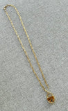 14K yellow gold paperclip necklace with lock charm