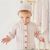 Baby cable knit light pink cardigan *monogram available