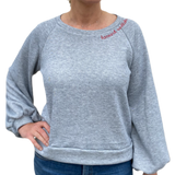 Balloon sleeve sweatshirts custom embroidered with roevember, the future is female, 1973, we say gay or anything you feel like saying across your chest!