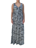 V neck maxi dress  in our grey camouflage rayon Jersey