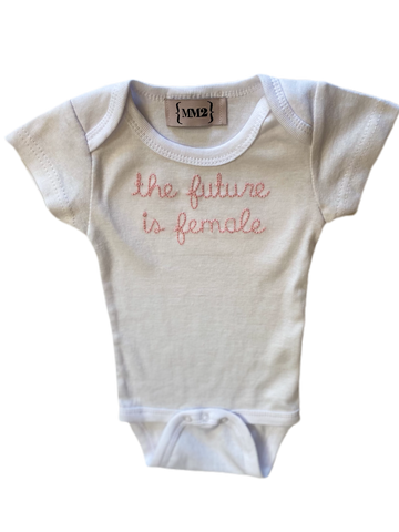 Baby The future is female embroidered Onesie