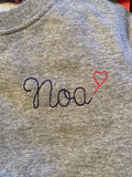 Youth size Pullover sweatshirt with personalized with embroidered monogram or Name