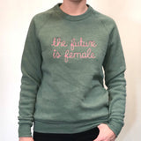 Unisex raglan sleeve pullover sweatshirts custom embroidered with roevember, the future is female, 1973, we say gay or anything you feel like saying across your chest!