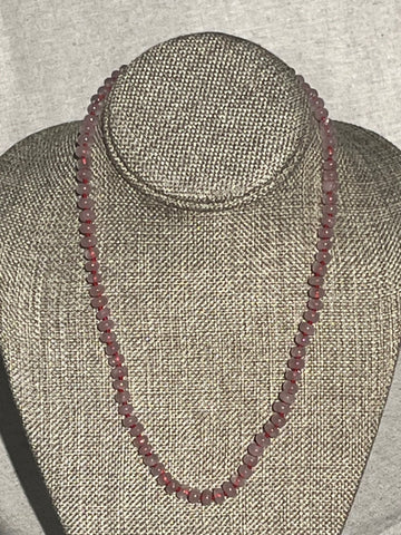Rose quartz smooth candy shape Beaded necklace hand knitted with red 14K yellow gold clasp