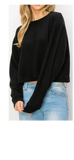 Comfy top with long sleeves in black cozy brushed Jersey