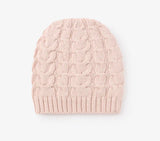 Light Pink Horseshoe cable knit baby hat