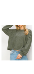 Comfy top with long sleeves in h. evergreen cozy brushed Jersey