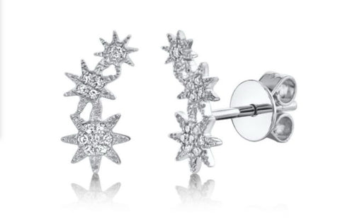 Star diamond and gold earrings