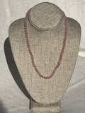 Rose quartz smooth candy shape Beaded necklace hand knitted with red 14K yellow gold clasp