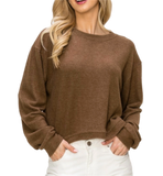 Comfy top with long sleeves in black cozy brushed Jersey