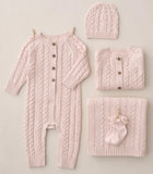 Light Pink Horseshoe Cable knit baby cardigan  * monogramming available