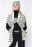 Tie on sweater available in ivory stripe or black stripe