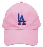 COTTON LA EMBROIDERED BALL CAP *available in navy, cognac, kelly green, red, pink, hot pink, lime, khaki, taupe