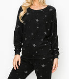 Comfy top with raglan sleeves top In our black stars print comfy brushed Jersey