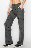 Charcoal Star print in lounge cozy jersey pants with elastic drawstring pants